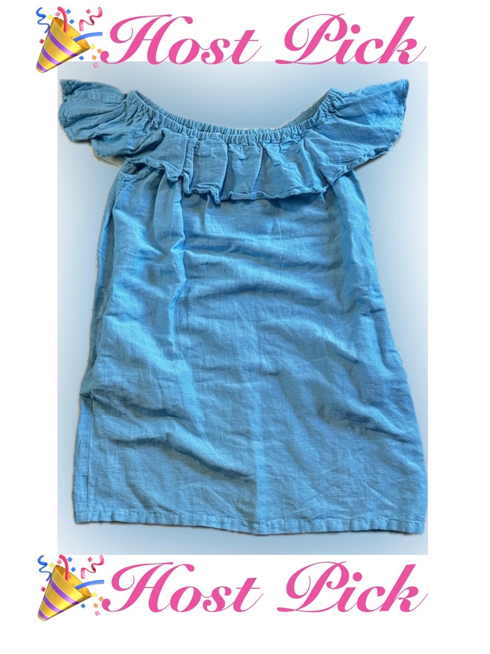 Tommy Bahama Women’s Light Blue Off-Shoulder Ruffle Dress